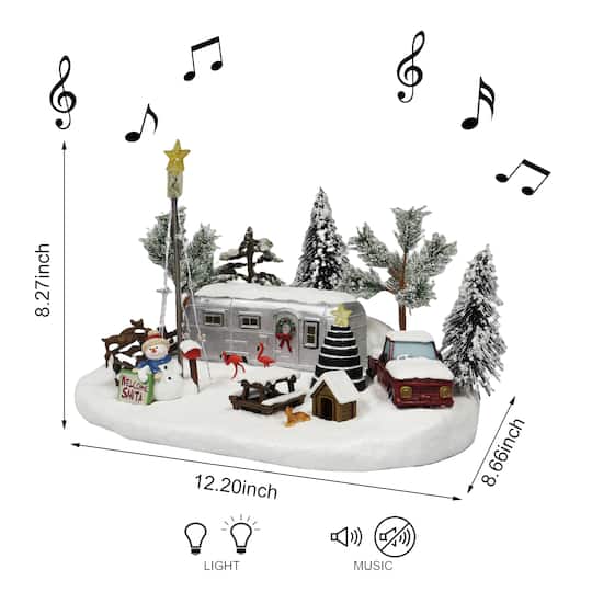 Moments in Time 12.25" Silver Camper Scene Décor
